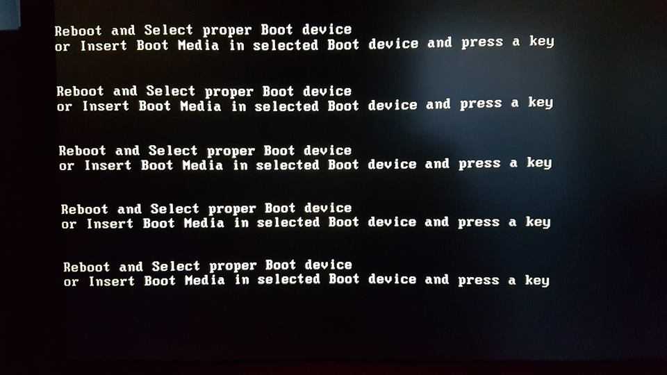 Reboot and select proper boot device – о чем говорит данная ошибка